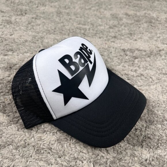 NWT BAPE STA Trucker Hat Black - Picture 4 of 4